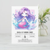 Invitation Boho Majestic Mermaid Anniversaire (Debout devant)