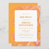 Invitation Boho Marbre jaune et rose Baby shower unique (Devant / Derrière)