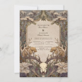 Invitation Boho Mariage aux bois de cerf de la forêt (Devant)