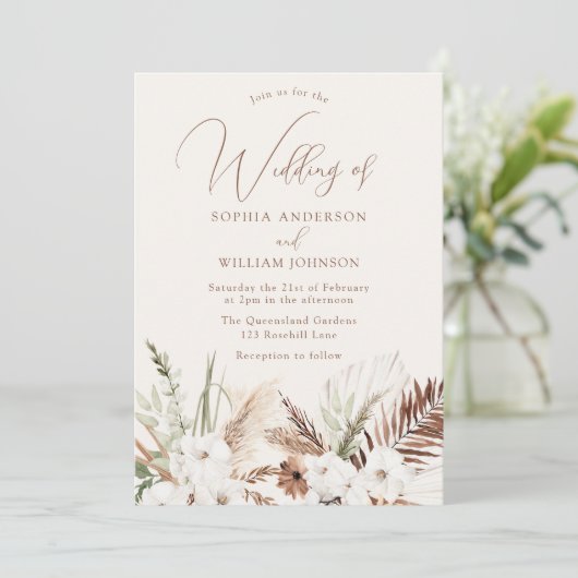 Invitation Boho Mariage : Belle florale toutes saisons (Debout devant)
