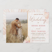 Invitation Boho Mariage Bohemian Pampas Grass Couple Photo (Devant / Derrière)
