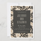 Invitation Boho Mariage botanique moderne noir et ivoire (Devant)