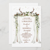 Invitation Boho Mariage Canopée Aquarelle Verdure Floral (Devant / Derrière)