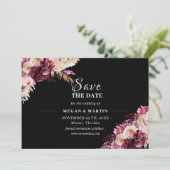 Invitation Boho Mariage Floral Noir Enregistrer la date Invit (Debout devant)