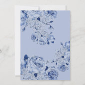 Invitation Boho Mariage Jardin Fleurs Marine Bleu Élégant (Dos)