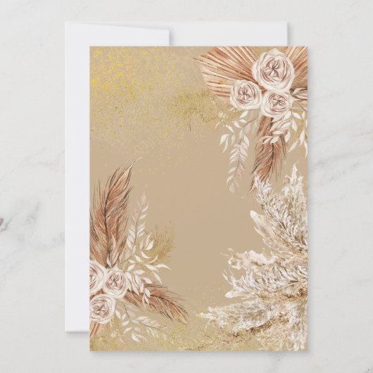 Invitation Boho Mariage Pampas Fleurs d'herbe Neutral (Dos)