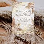 Invitation Boho Mariage Pampas Fleurs d'herbe Neutral