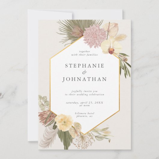 Invitation Boho Mariage Pampas Grass Orchid Palm Mariage (Devant)