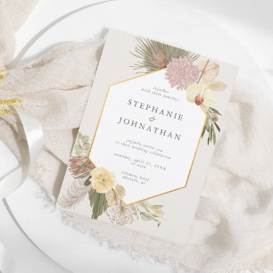 Invitation Boho Mariage Pampas Grass Orchid Palm Mariage