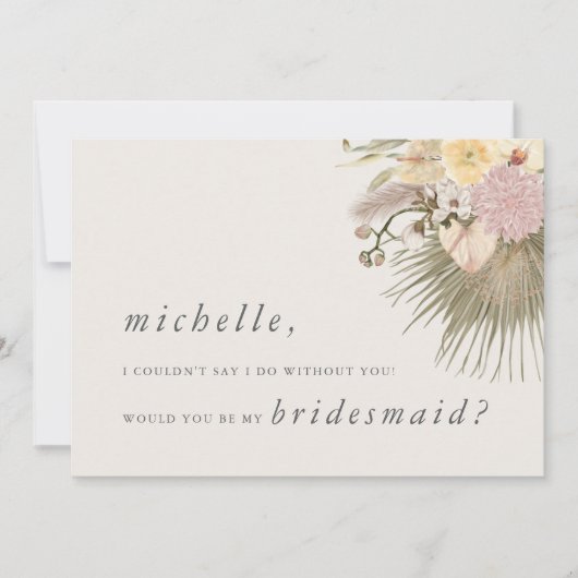 Invitation Boho Mariage Pampas Grass Orchid Palm Protea (Devant)