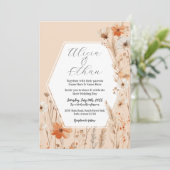 Invitation Boho Mariage Pêche fleurs fleurs (Debout devant)