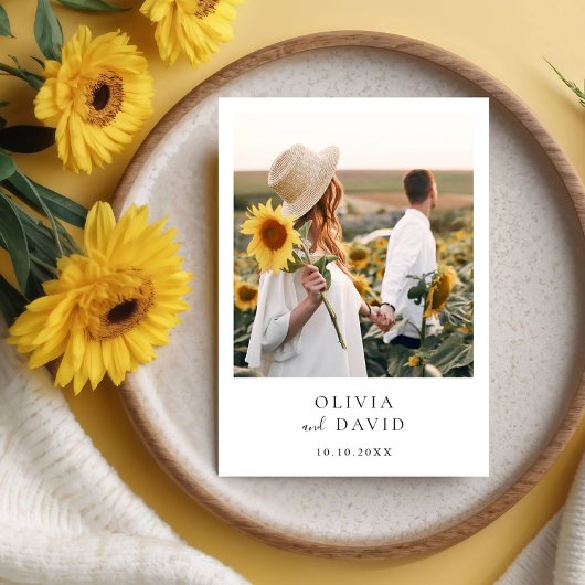 Invitation Boho Mariage photo minimaliste moderne