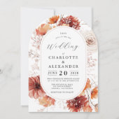 Invitation Boho Mariage Terracotta Rust Fleurs (Devant)