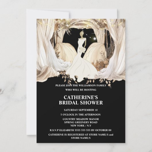 Invitation Boho mariée robe blanche mariage drapés chic (Devant)