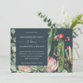 INVITATION BOHO MARINE ROSE FLORAL CACTUS FOLIFIANÇAILLES (Debout devant)