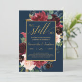 Invitation Boho marine vurgundy blush or floral nous sommes e (Debout devant)