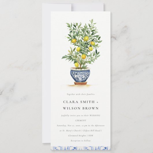 Invitation Boho Marocain Aquarelle Lemon Jaune Arbre Mariage (Devant)