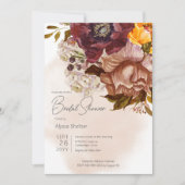 Invitation Boho Marsala Argile & Bouquet Jaune Fête des marié (Devant)