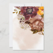 Invitation Boho Marsala Argile & Bouquet Jaune Fête des marié (Dos)