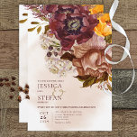 Invitation Boho Marsala Argile & Jaune Tan Bouquet Mariage<br><div class="desc">Ce design présente un grand bouquet d'angle de marsala,  d'or jaune,  d'argile et de fleurs blanches sur un arrière - plan d'aquarelle tan. Ce design fait partie de la collection Marsala Clay & Yellow Bouquet Mariage Suite.</div>