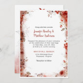 Invitation Boho Marsala Bourgogne Floral Mariage (Devant / Derrière)