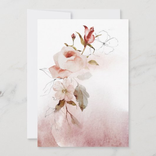 Invitation Boho Marsala Bourgogne Floral Mariage (Dos)