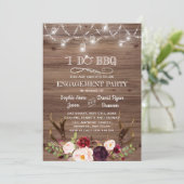 Invitation Boho Marsala Floral Antlers I DO BBQ Fiançailles (Debout devant)