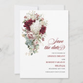 Invitation Boho marsala or roses romantique enregistrer la da (Devant)