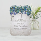 Invitation Boho Mason Jar Navy Turquoise Peacock (Debout devant)