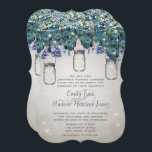Invitation Boho Mason Jar Navy Turquoise Peacock<br><div class="desc">Indigo Bunting Blue Rustic et Silver Country Grange Romantique Anglais Cottagecore esthétique Mason Jar Turquoise Aqua Turquoise Peacock Mariage Invitations</div>