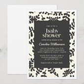 Invitation Boho Matisse Baby shower Botanique Noir Blanc (Devant / Derrière)