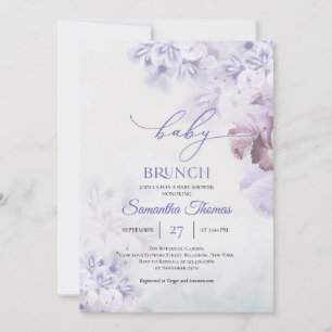 Invitation Boho mauve fleurs de printemps bleu poussiéreux br