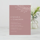 Invitation Boho Mauve Pink Minimalist Foliing Mariage (Debout devant)