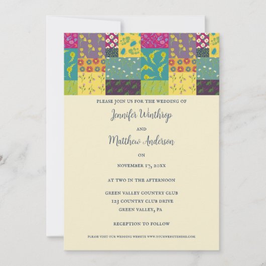 Invitation Boho Maximalist Mariage Quilt Patchwork (Devant)