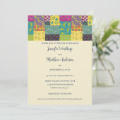 Invitation Boho Maximalist Mariage Quilt Patchwork (Debout devant)