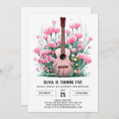 Invitation Boho Mélodique Guitare Anniversaire (Devant / Derrière)