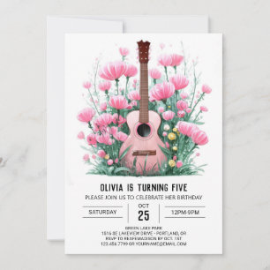 Invitation Boho Mélodique Guitare Anniversaire