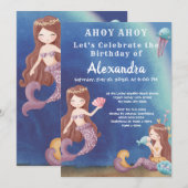 Invitation Boho Mermaid, sous la fête d'anniversaire de Sea B (Devant / Derrière)