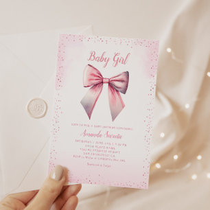 Invitation Boho mignon rose Aquarelle Baby shower bébé fille