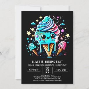 Invitation Boho mignonne arroser Boy Ice Cream Anniversaire