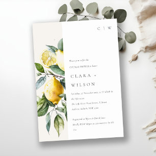 Invitation Boho Minimal Citron Jaune Jardin Couples Douche