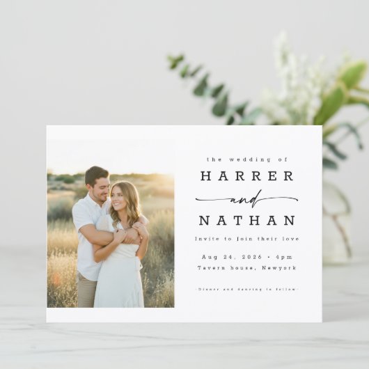 Invitation Boho Minimalist QR Code Photo Wedding (Debout devant)