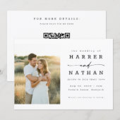 Invitation Boho Minimalist QR Code Photo Wedding (Devant / Derrière)