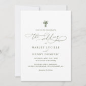Invitation Boho Minimalist Script Olive Green Wedding  (Devant)