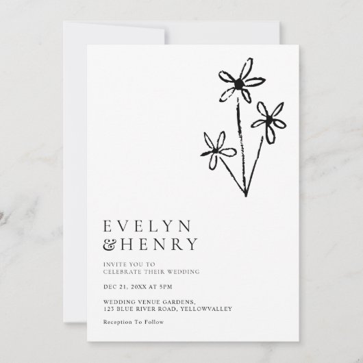 Invitation Boho Minimalist Simple Chic Wedding (Devant)