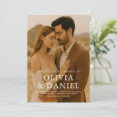 Invitation Boho Minimalist Simple Photo Wedding (Debout devant)