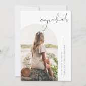 Invitation Boho Minimaliste Calligraphie Arch Photo Graduatio (Devant)