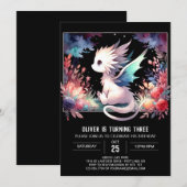 Invitation Boho Minimaliste Dragon Anniversaire (Devant / Derrière)