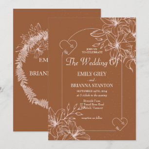 Invitation Boho minimaliste en terre cuite brûlé Mariage oran