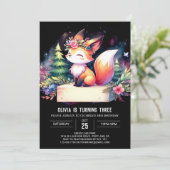 Invitation Boho Minimaliste Fox Anniversaire numérique (Debout devant)